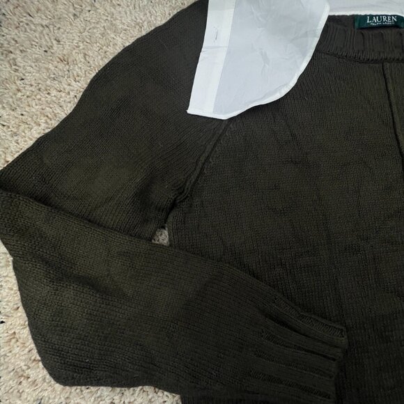 Lauren Ralph Lauren Women’s Sweater Brown Medium Crest Logo White Trim School - Picture 8 of 14